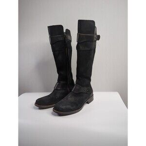 UGG AUSTRALIA DAYLE TALL BLACK LEATHER Tall RIDING BOOTS WOMAN’S SIZE 7 Zipper